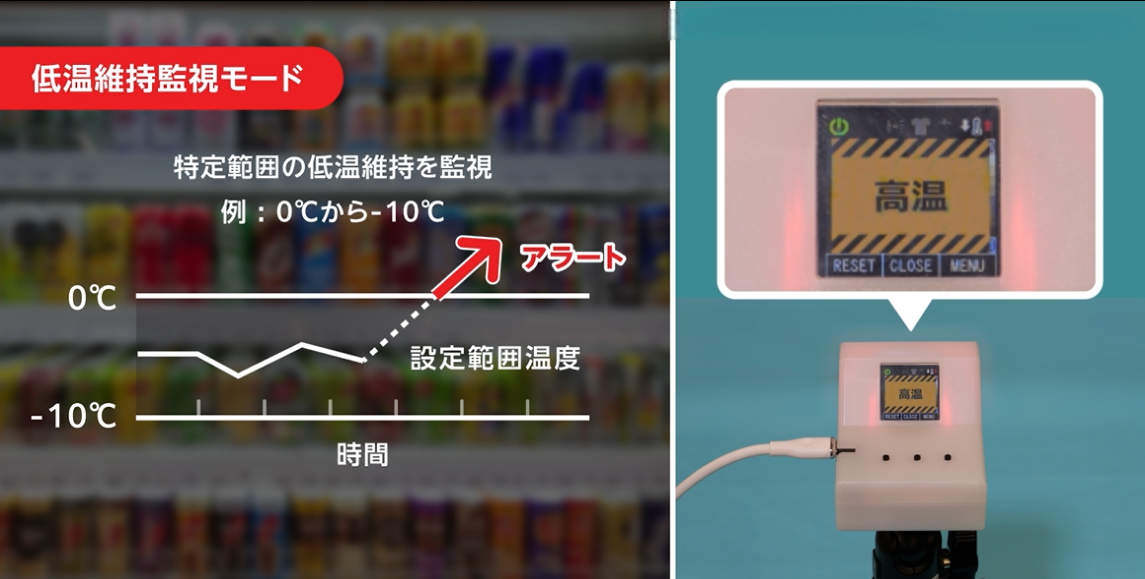 低温維持監視モードのアラート例
